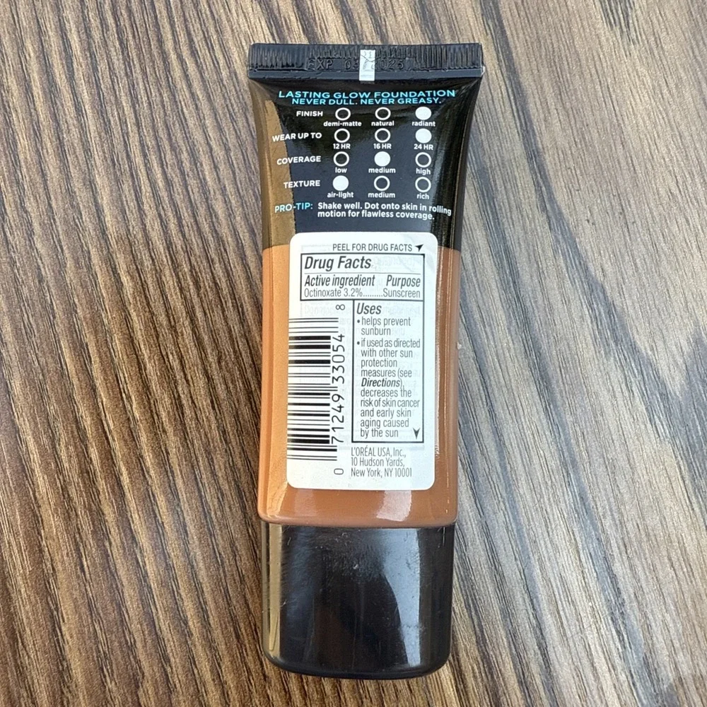 (4) L'Oreal Paris Infallible Pro-Glow Foundation Shade‎ 212 Cocoa 1 fl oz SPF 15